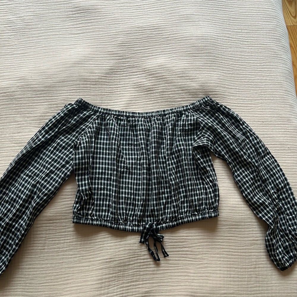 Aritzia Gingham Off-Shoulder Top